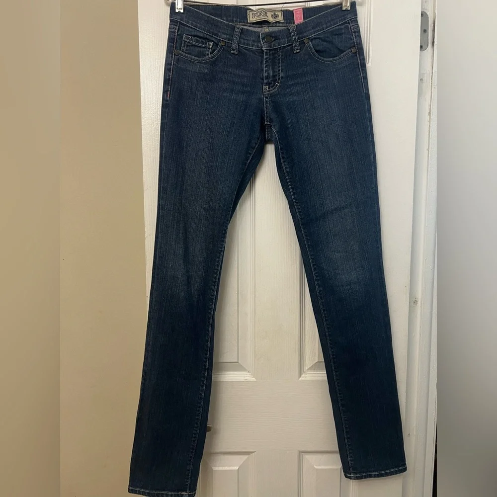 PINK Victoria's Secret Dark Blue Straight Leg Jeans - Picture 2 of 16